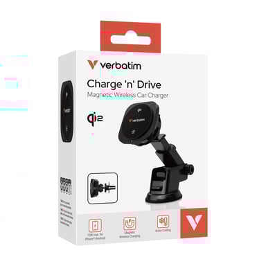 Verbatim Charge 'n' Drive Qi2 Smartphone Negro USB Cargador inalámbrico Carga rápida Auto
