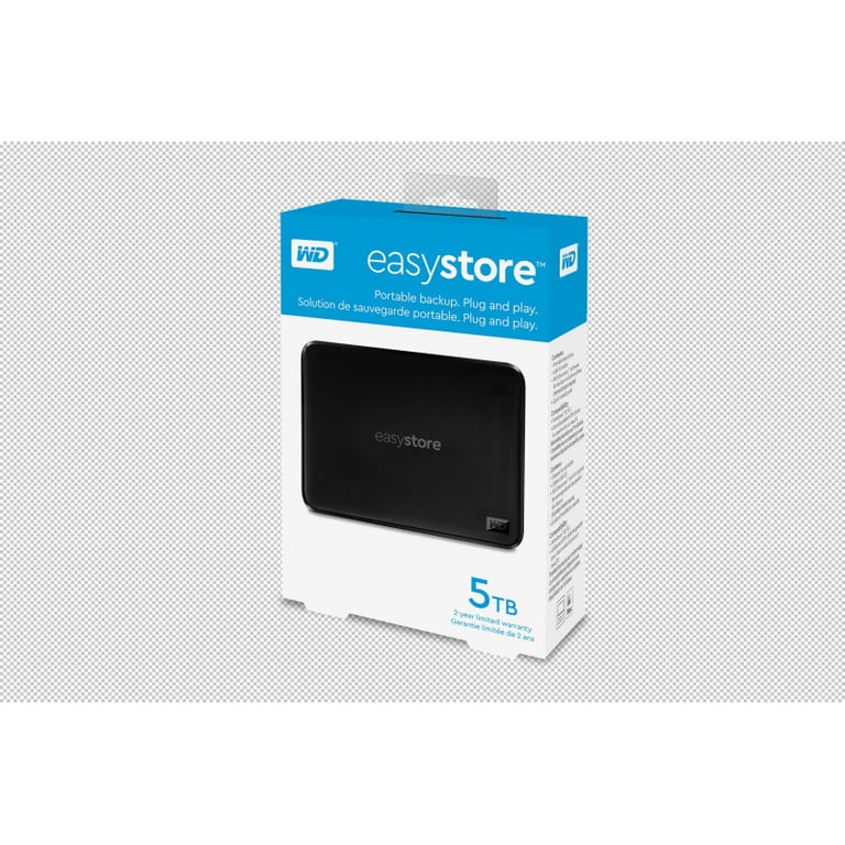 Disque dur externe Western Digital Easystore™ USB 3.0 5 To Noir - Disques  durs externes