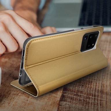 Funda Samsung Galaxy S20 Ultra cierre magnético F. Soporte, Dux Ducis – Dorado