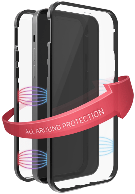 Coque de protection 360° Glass pour iPhone 12 Pro Max, noir