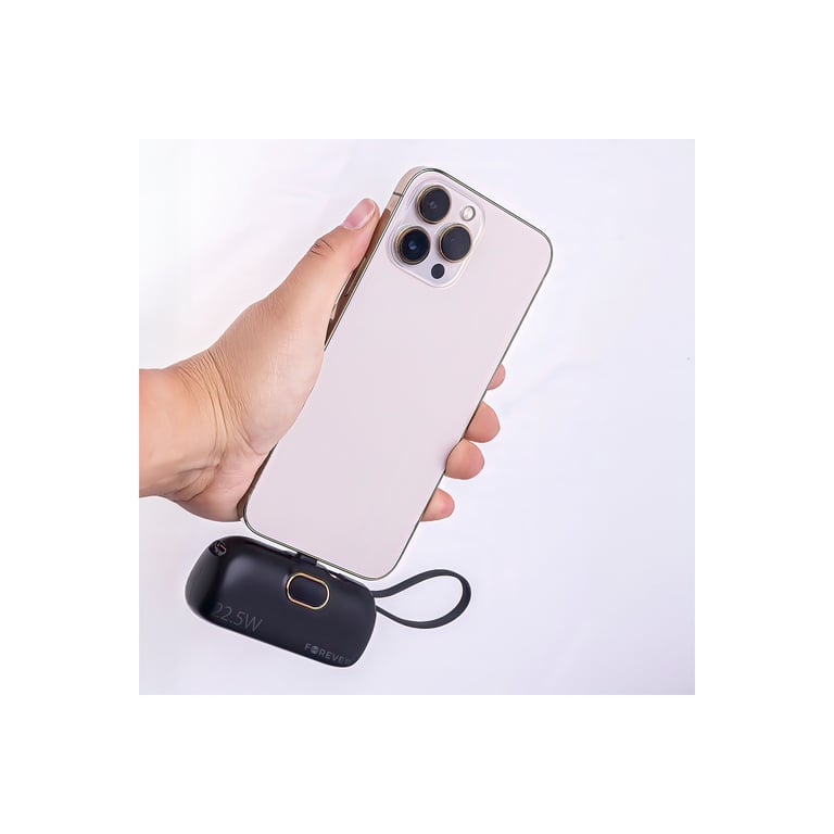 Forever Batterie De Secours 5 000 Mah Ultra Compacte Avec Connecteur Lightning Et Cable Usb-c Noir - vue 3