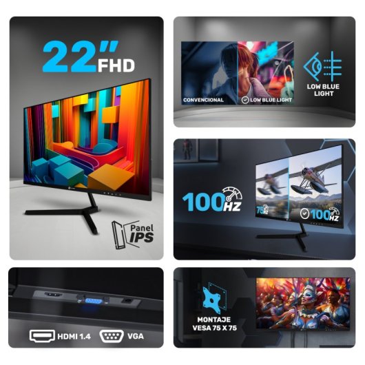 Moniteur Alurin CoreVision 22 IPS FHD 100Hz Anti reflets VESA 75x75 HDMI VGA Neuf - vue 4