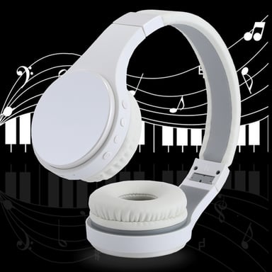 Casque Bluetooth Sans Fil Mains Libres pour Iphone Android Smartphone SD Blanc YONIS