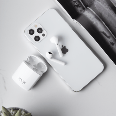 Cuffie wireless on-ear Sonik Lite con custodia di ricarica, bianco brillante