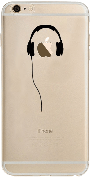 Coque Silicone IPHONE 6/6S Casque Fun APPLE Ecouteurs Pomme Musique Transparente Protection Gel Soup
