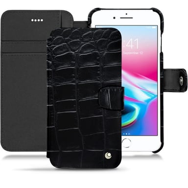Housse cuir Apple iPhone 8 Plus - Rabat portefeuille - Noir - Cuirs spéciaux