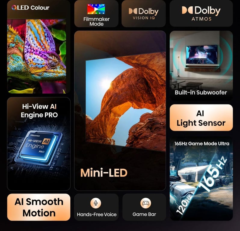 Hisense 100U7QTUK MiniLED 144 Hz Smart TV AI avec libre modèle 2025 - vue 5
