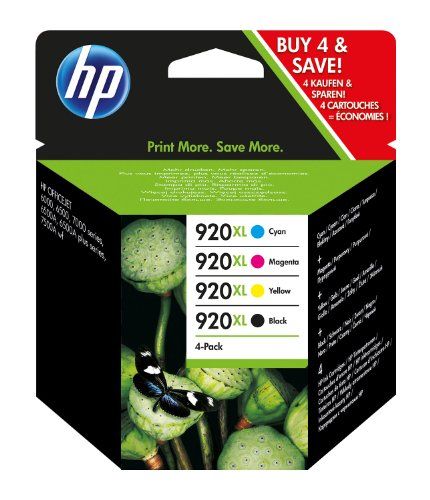 HP 920XL Pack de 4 Cartouches d'Encre Cyan Jaune Grande Capacité Authentiques C2N92AE