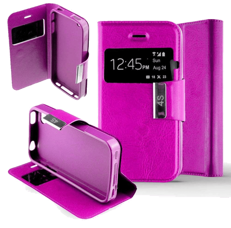Etui Folio compatible Rose Fushia Apple iPhone 4 iPhone 4S