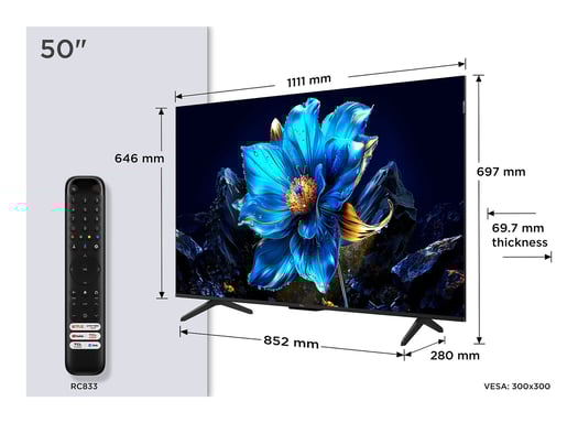 TCL P79K 50P79K TV 127 cm (50'') 4K Ultra HD Smart TV Wifi Métallique 430 cd/m²