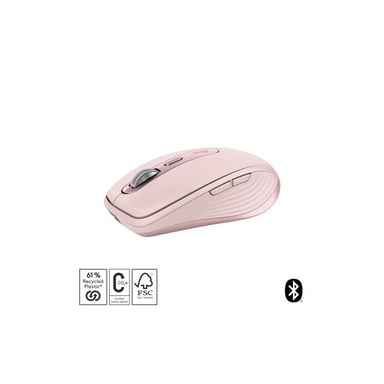 Logitech MX Anywhere 3S Ratón inalámbrico Bluetooth rosa