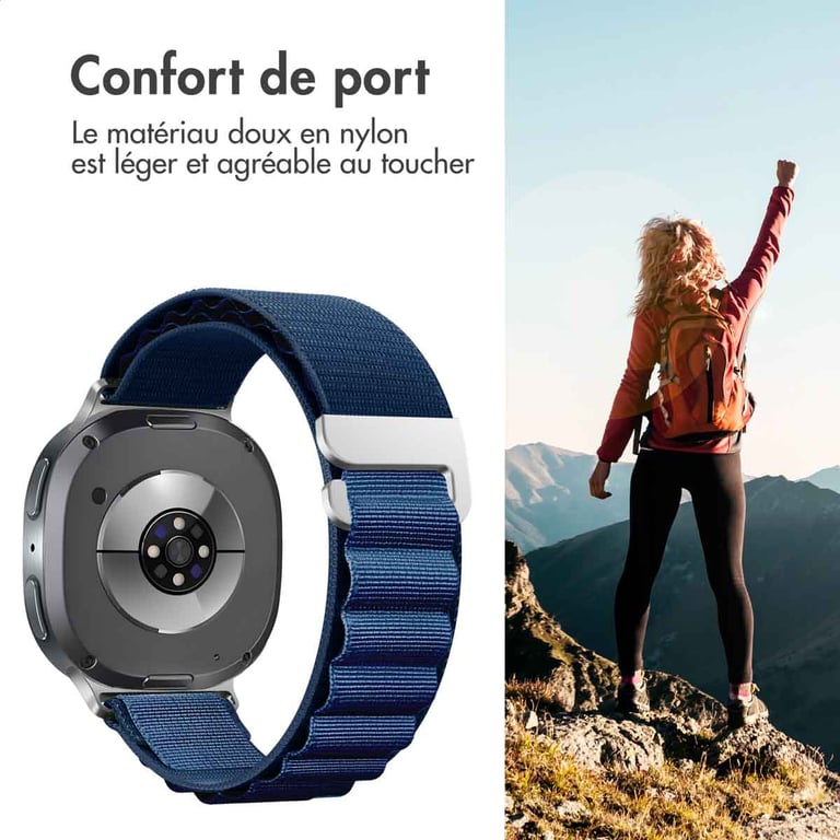imoshion Bracelet en nylon Alpine pour Samsung Galaxy Watch 8 (40/44mm) / Classic (46mm) - Bleu foncé - Neuf