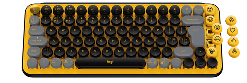 Logitech Wireless Keyboard - Teclas POP mecánicas con teclas Emoji personalizables, Bluetooth o USB, diseño compacto y duradero - Amarillo