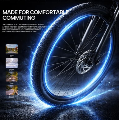Vélo électrique urbain VELOPRO C1 PRO 28'' avec moteur 250 W et batterie 36 V 18 Ah - Bleu