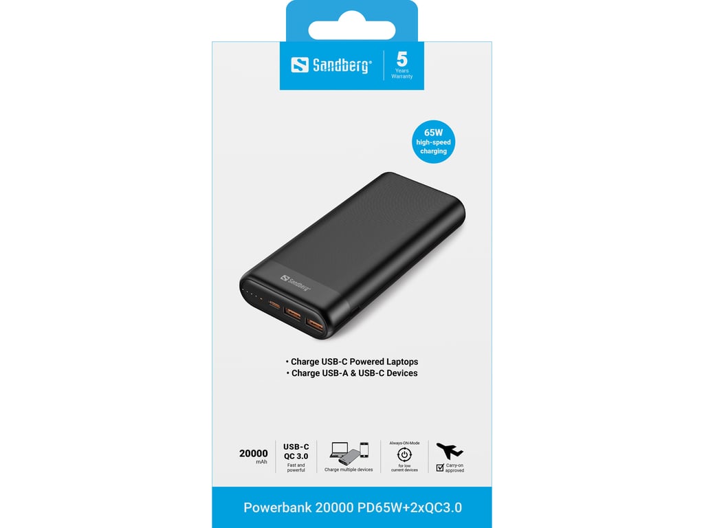 Sandberg 420 62 banque d'alimentation électrique Lithium Ion Li Ion 20000 mAh Neuf - vue 3