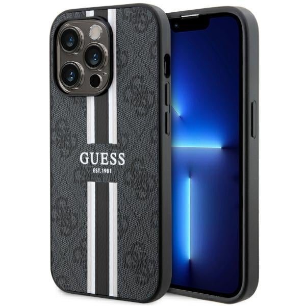 Guess Coque telephone - bumper telephone GUHMP14LP4RPSK Coque rigide pour iPhone 14 Pro 61 à rayures imprimées 4G