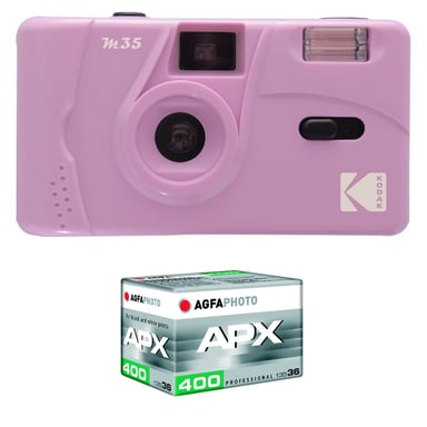 KODAK M35 - Fotocamera ricaricabile da 35 mm, obiettivo grandangolare fisso, mirino ottico, flash incorporato, batteria AAA