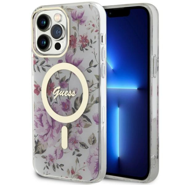 Guess Flower MagSafe - Coque pour iPhone 14 Pro Max (Transparente) - 3666339115661