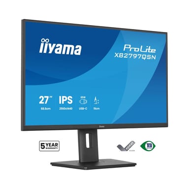 Moniteur PC iiyama ProLite XB2797QSN-B1 27'' QHD IPS USB-C Dock Noir