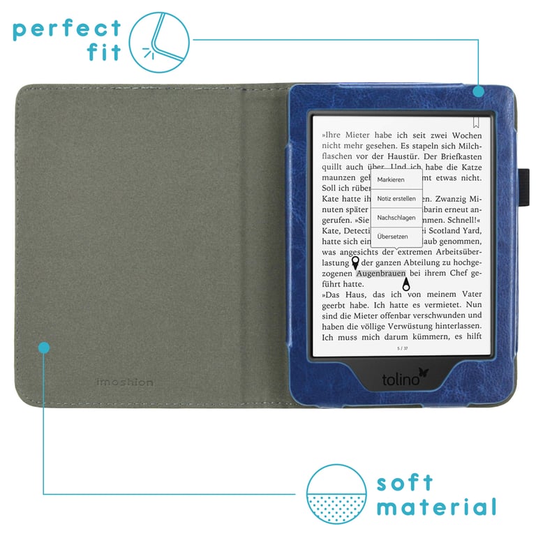 imoshion Étui de liseuse portefeuille en cuir végan pour Tolino Page 2 Neuf - vue 2