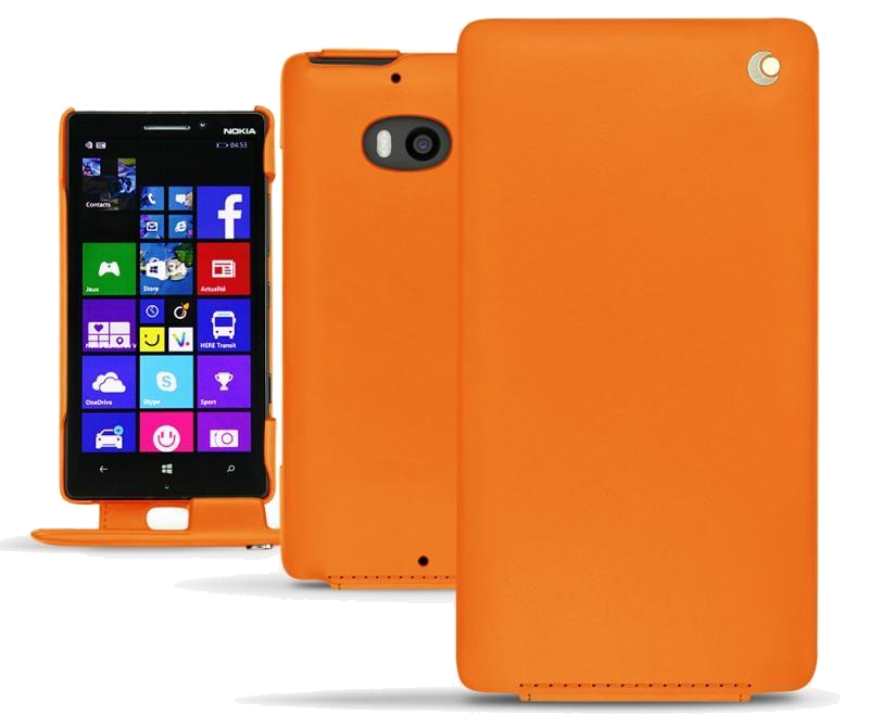 Housse cuir Nokia Lumia 930 - Rabat vertical - Orange fluo - NOREVE