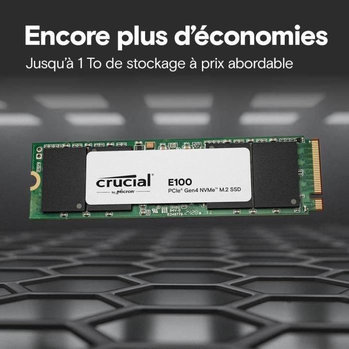 SSD interne CRUCIAL E100 PCIe Gen4 NVMe .2 Jusqu’à 5000 Mo/ - vue 9