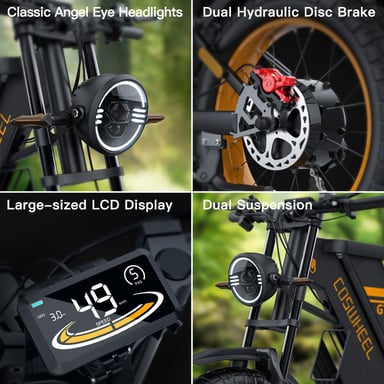 Moto eléctrica todoterreno COSWHEEL GT20 de 20 pulgadas con motor de 1000 W y batería de 48 V y 25 Ah