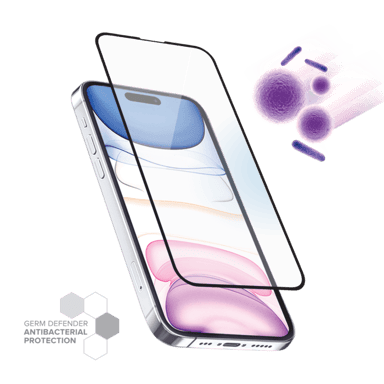 Protector de pantalla antibacteriano de cristal templado ultrarresistente (cobertura del 100% de la superficie) para Apple iPhone 14 Pro, Negro