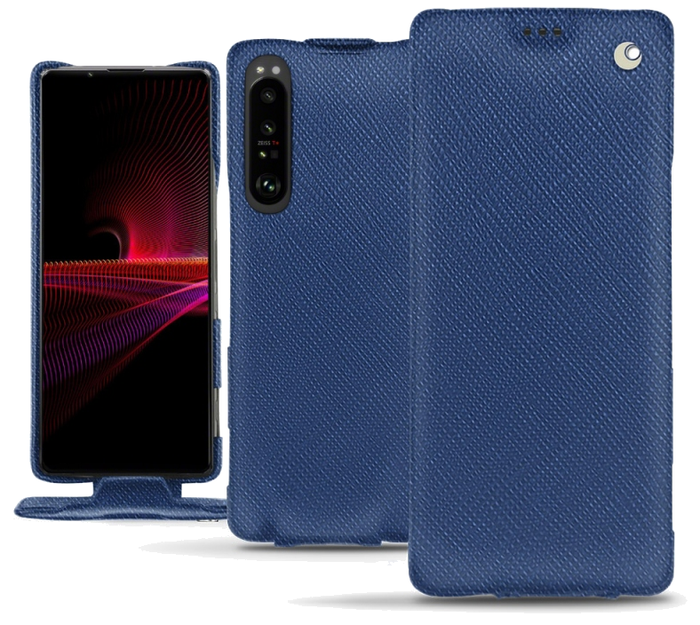 Housse cuir Sony Xperia 1 III - Rabat vertical - Bleu frisson - NOREVE
