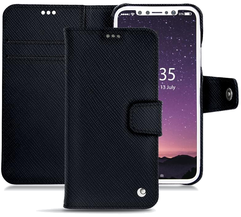 Housse cuir Apple iPhone X - Rabat horizontal portefeuilleNoir