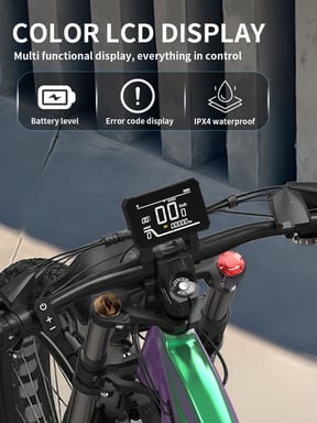 Duotts E26 Vélo électrique - Moteur 750W Batterie 48V20AH 26*4.0 Pouces Pneus Larges Freins Hydrauliques Avant et Arrière -  Vert Violet