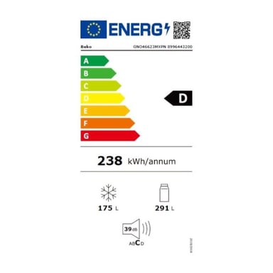 Beko Réfrigérateur multiportes - GNO46623MXPN - Classe D - 400L - 180 x 79,5 x 74 cm - Inox - Neuf Gris - vue 6