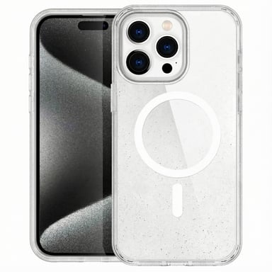 imoshion Coque Pailletée avec MagSafe pour Apple iPhone 15 Pro - Paillettes Transparent