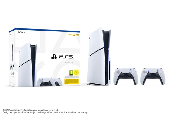 Pack PS5 Slim & 2e Manette Dualsense Blanche - Console de jeux PlayStation 5 Slim 1 To (Standard)
