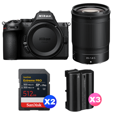 Appareil photo hybride Nikon Z5 II + 85mm f/1.8 S + 2 SanDisk 512GB Extreme PRO UHS-II + 3 Nikon EN-EL15c + Ebook ''20 astuces pour des images qui claquent''