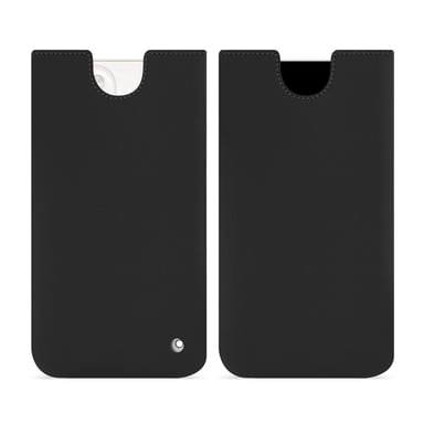 Pochette cuir Apple iPhone 15 Plus - Pochette - Noir - Cuir lisse