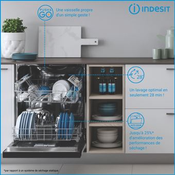 Lave-Vaisselle Indesit IN2PC14BN70B – 14 Couverts, 44 dB, Push & Go - vue 7