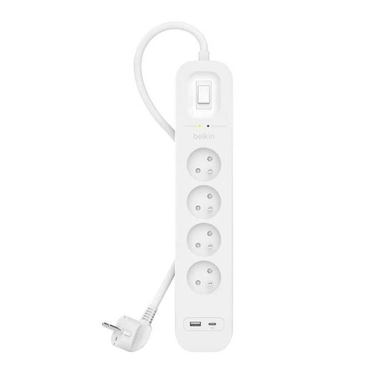 BELKIN Multiprise parafoudre 4 prises secteur avec 1 port USB-C et 1 port USB-A - Neuf