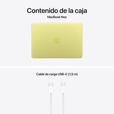 Macbook Neo A18 Pro (2026) 13'', 512 Go RAM 8 Go Apple GPU 5, Jaune Agrume   - QWERTY ES