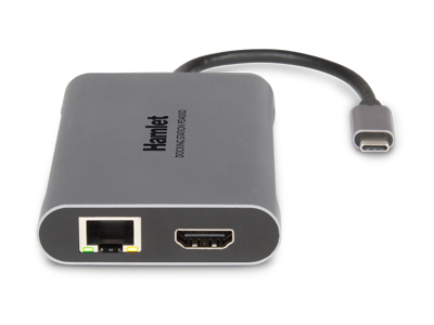 Hamlet HDKC-PD400D base para portátil y replicador de puertos Alámbrico USB 3.2 Gen 1 (3.1 Gen 1) Type-C Gris