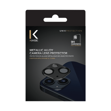 Protector de lente de aleación metálica para Apple iPhone 13/13 mini, Negro ónix