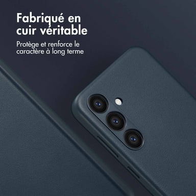 Accezz Coque arrière en cuir avec MagSafe pour Samsung Galaxy S24 Plus - Nightfall Blue