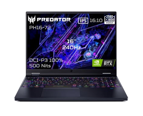 Portátil Acer Predator Helios 16 PH16-72-799D 16 WQXGA 240 Hz Intel Core i7 32 GB RAM 2 TB SSD Nvidia GeForce RTX 4070 Negro