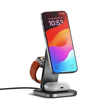 Satechi ST-Q31FM-EA chargeur d'appareils mobiles Casques, Smartphone, Smartwatch Gris, Noir USB Recharge sans fil Intérieure