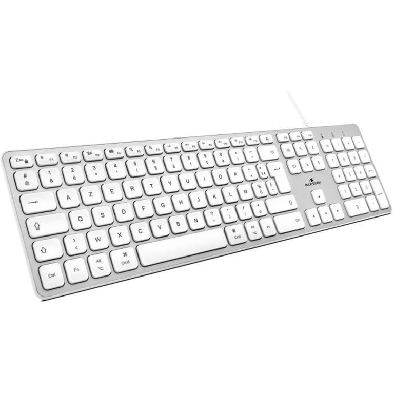 Clavier filaire BLUESTORK pour Mac AZERTY Français USB/USB-C blanc 13 raccourcis multimédia - Neuf