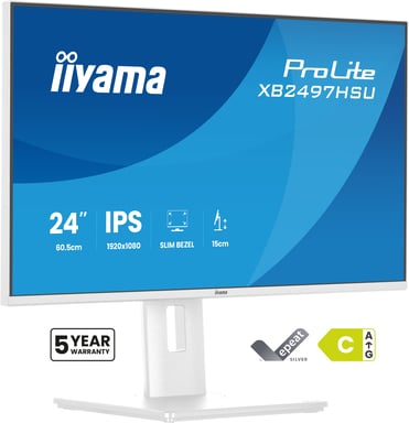 iiyama ProLite XB2497HSU-W1 écran plat de PC 60,5 cm (23.8'') 1920 x 1080 pixels Full HD LED Blanc