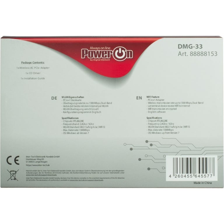 Inter Tech DMG 33 Interne WLAN 1300 Mbit/ Neuf - vue 2