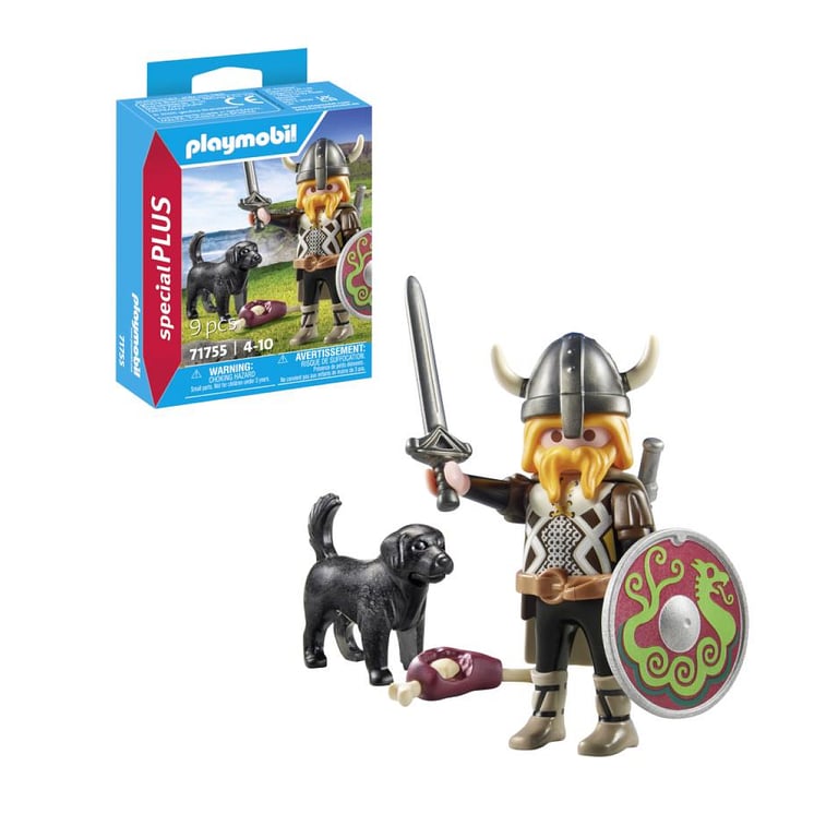 Viking Avec Chien Bouclier Et Armes Playmobil La Boite - vue 3