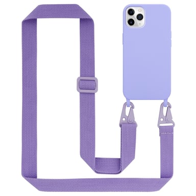 Tour de cou chaîne pour Apple iPhone 11 PRO MAX en LIQUID LIGHT PURPLE Housse de protection en silicone avec cordelette réglable