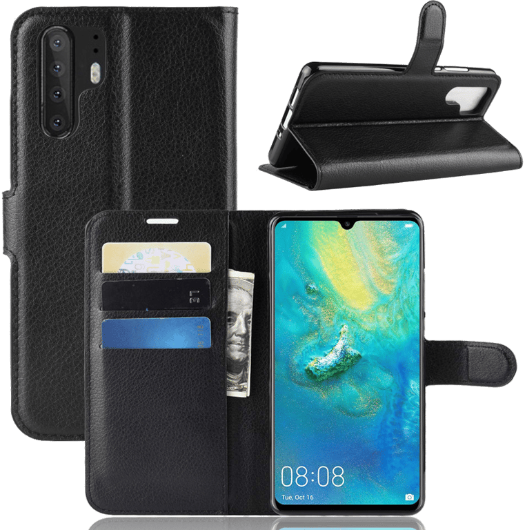Coque Portefeuille pour HUAWEI P30 Pro Simili-cuir Rabat Protection (NOIR)